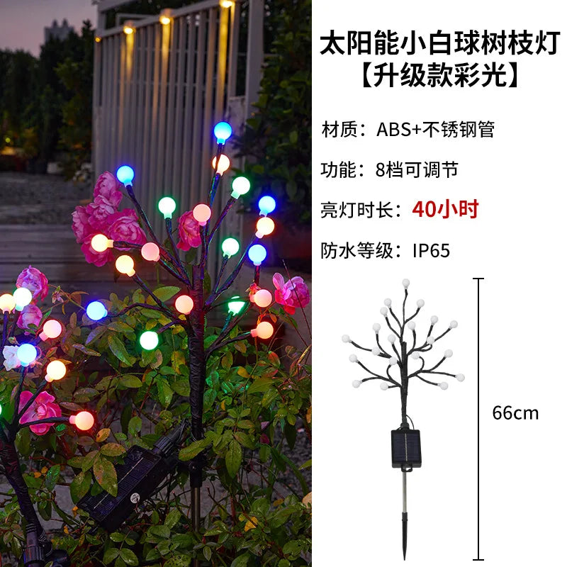 LED Solar Waterproof Round Ball Branch Light Cross-border Bestseller