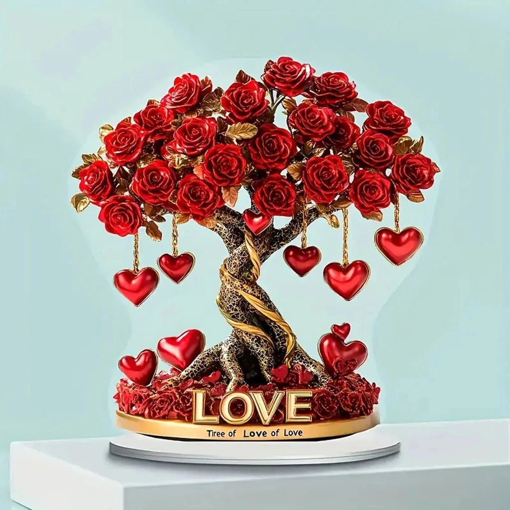 Valentine's Day Rose Heart Tree Acrylic Desktop Decoration