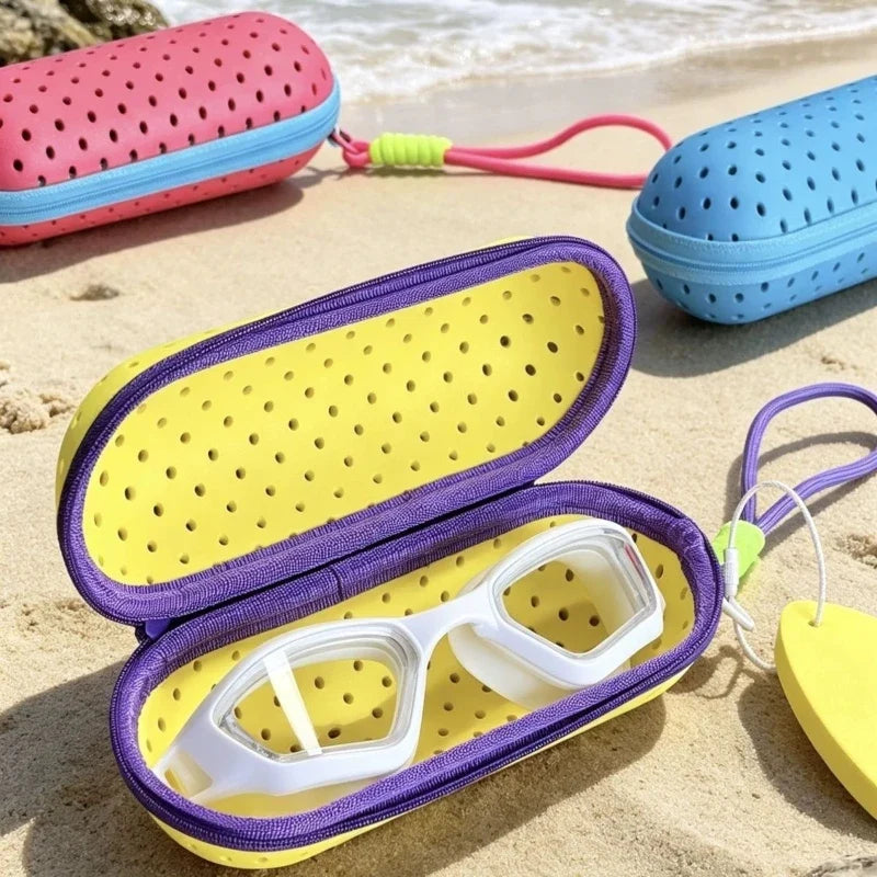 Multcolor Anti-fog Protective Swim Goggles Case EVA Hollow Eyeglasses