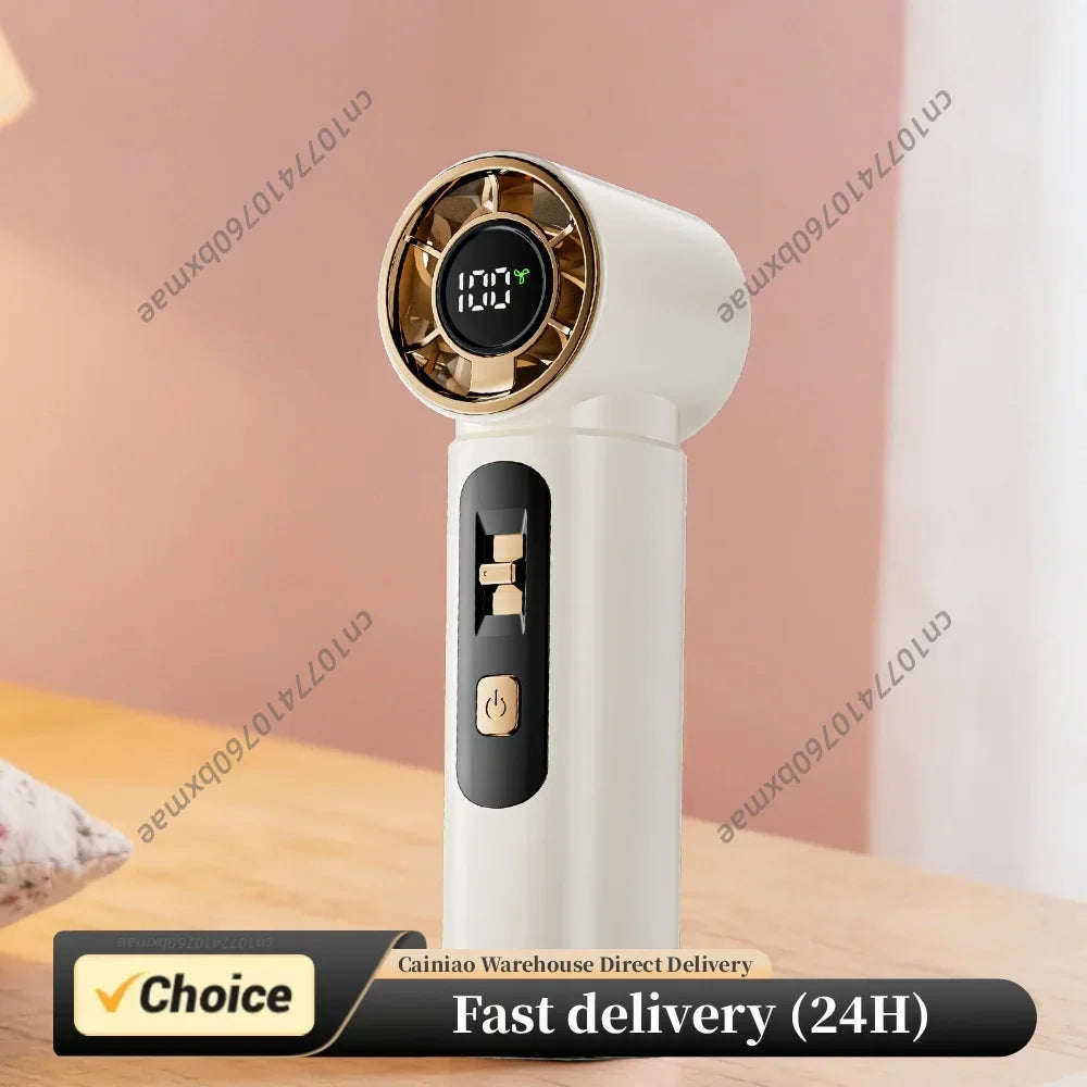 Portable Handheld Turbo Fan Rechargeable Personal 100 Speeds LED