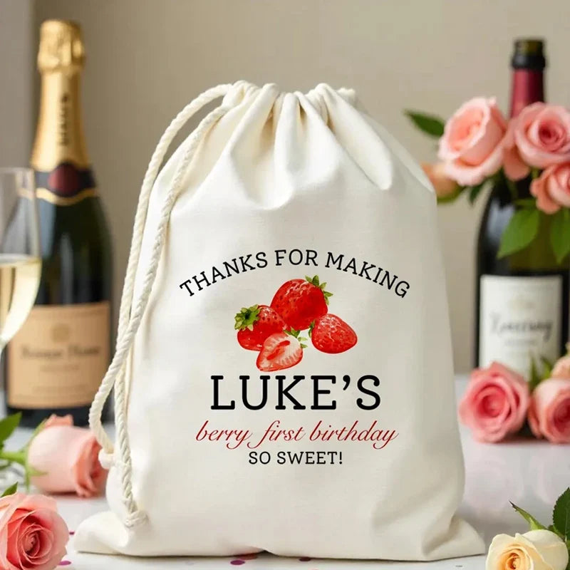 Personalized Strawberry Birthday Gift Bags | 5pcs Party Favors