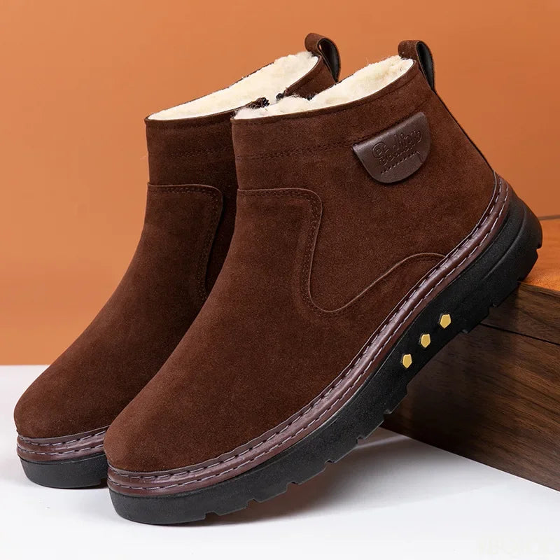 Men's High-Top Winter Snow Boots – Warm Thick Sole Slip-On