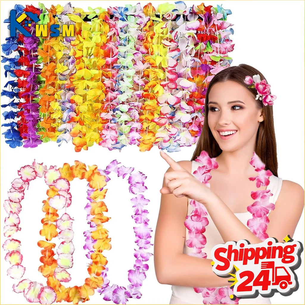 Hawaiian Lei Necklaces 12–60 Pack | Luau Party Favors