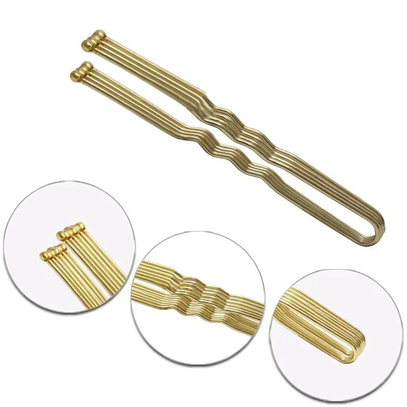 250 Pcs U-Shaped Metal Bobby Pins 7cm Waved Hair Clips Set
