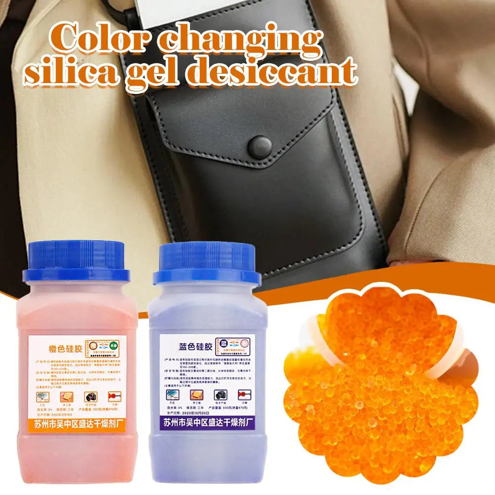 500g Reusable Silica Gel Desiccant – Color-Change Moisture Absorber