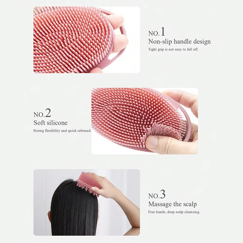 2-in-1 Silicone Shower Brush – Body Scrub & Scalp Massager