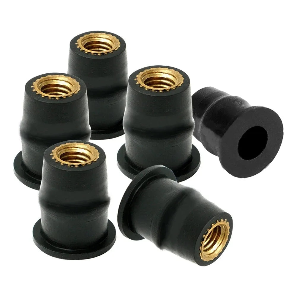 M5 M6 Motorcycle Windshield Bolt & Rubber Well Nut Set – 30Pc