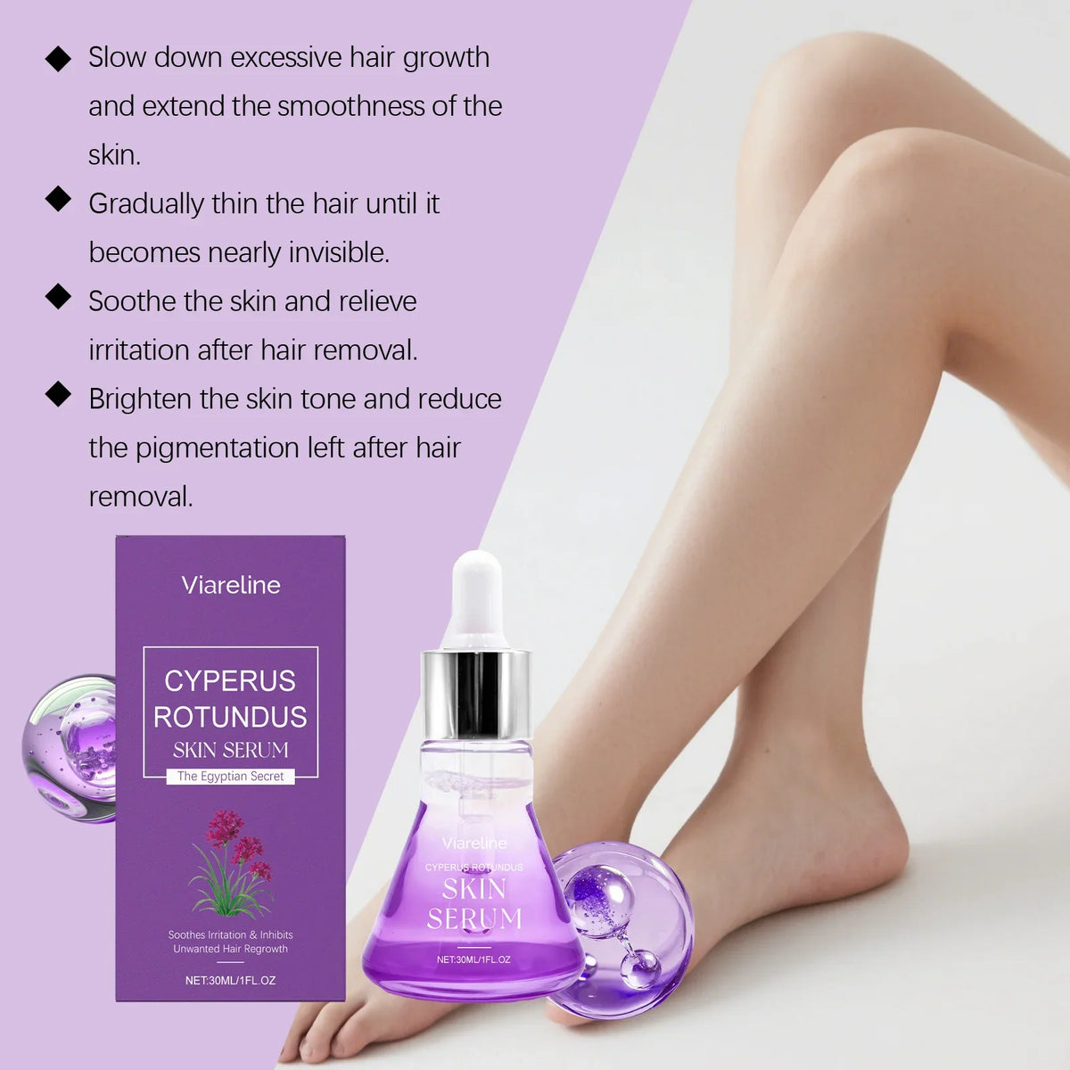 Cyperus Rotundus Hair Growth Inhibitor Serum | Viareline 30ml