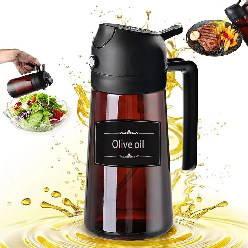2-in-1 Glass Oil Sprayer Dispenser Leakproof Olive Bottle Cooking Air