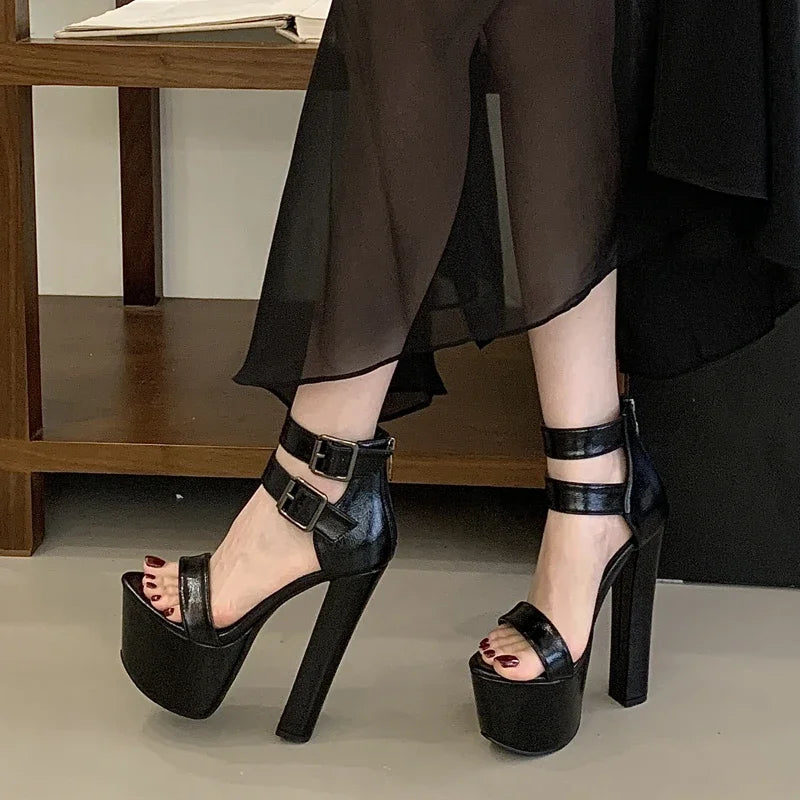 Eilyken Women Platform Sandals Square High Heel Open Toe