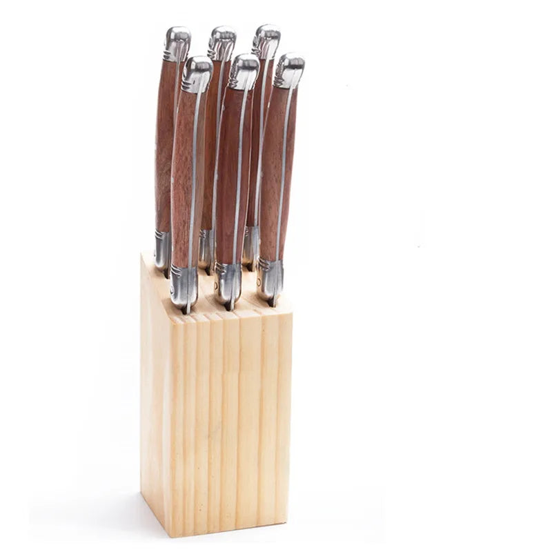 Laguiole-Style Wood Handle Steak Knives – Stainless Steel 6–10 Pc