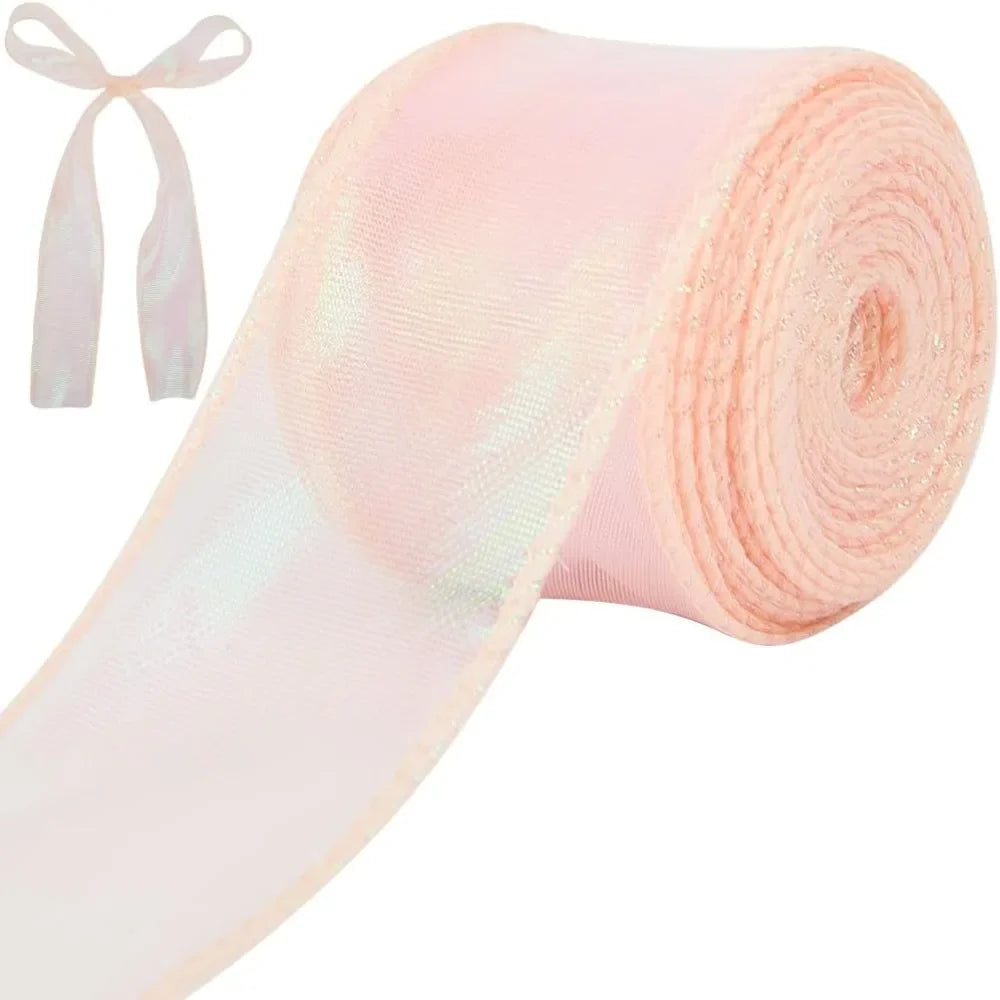 10 Yards Pink Iridescent Organza Ribbon 40mm – Gift Wrapping