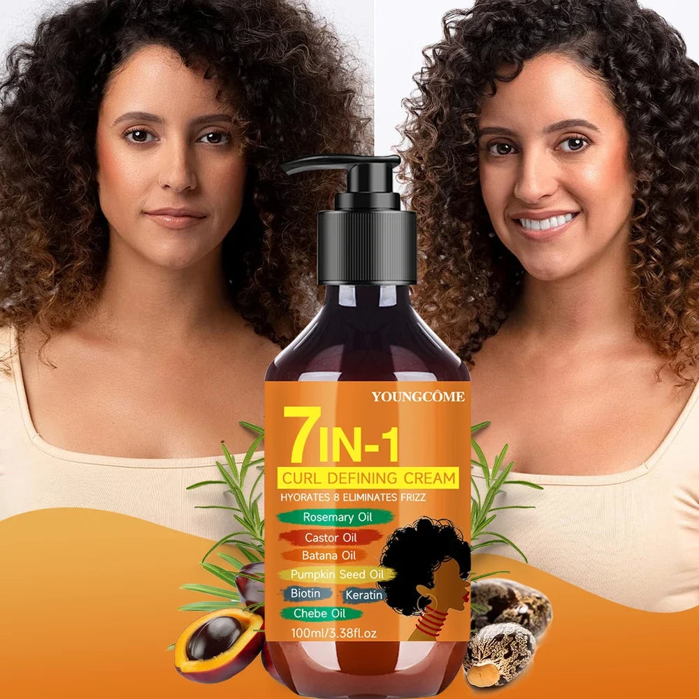 YOUNGCOME 7-in-1 Curl Defining Cream – Curly & Wavy Hair