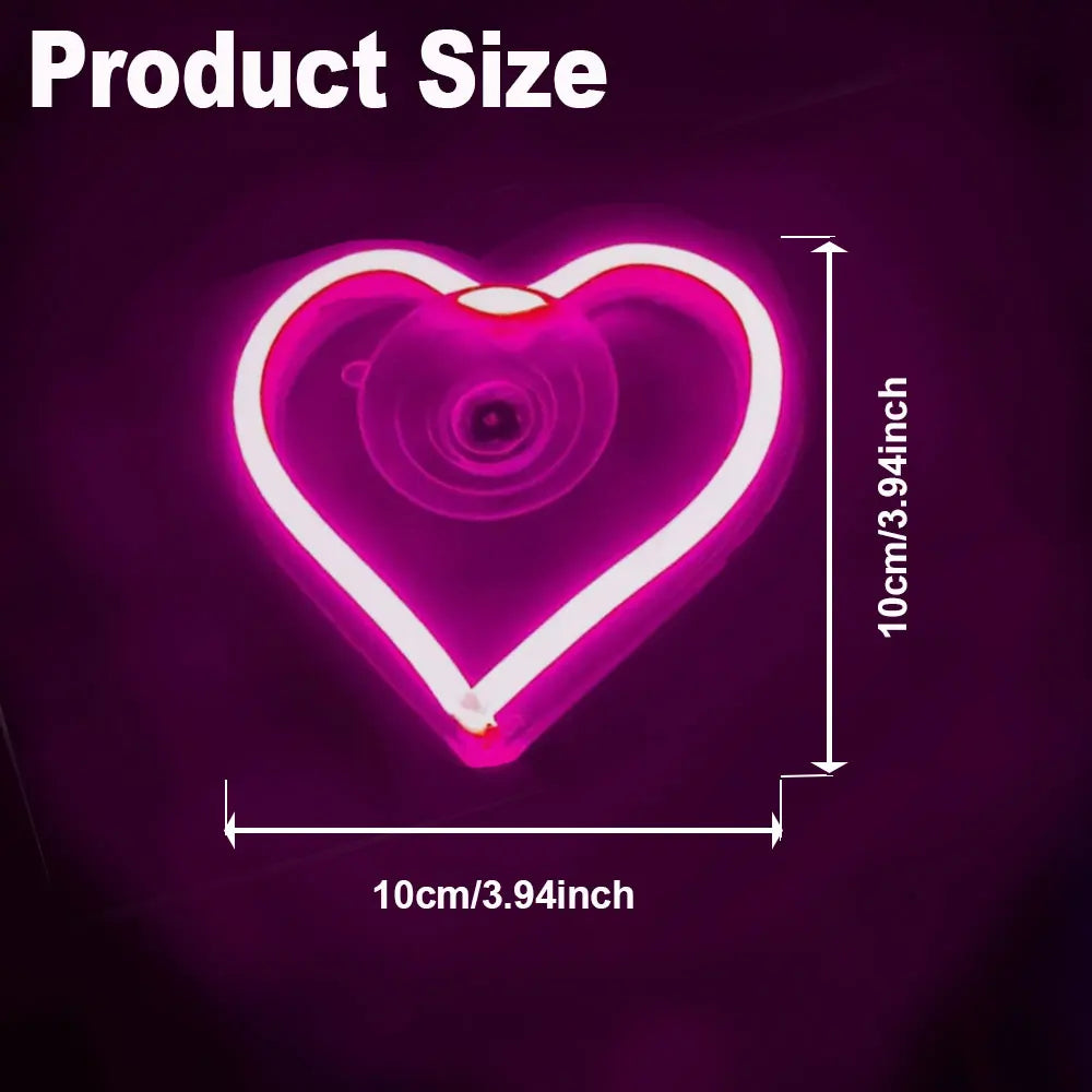 Heart LED Car Window Neon Light | USB & Remote Control