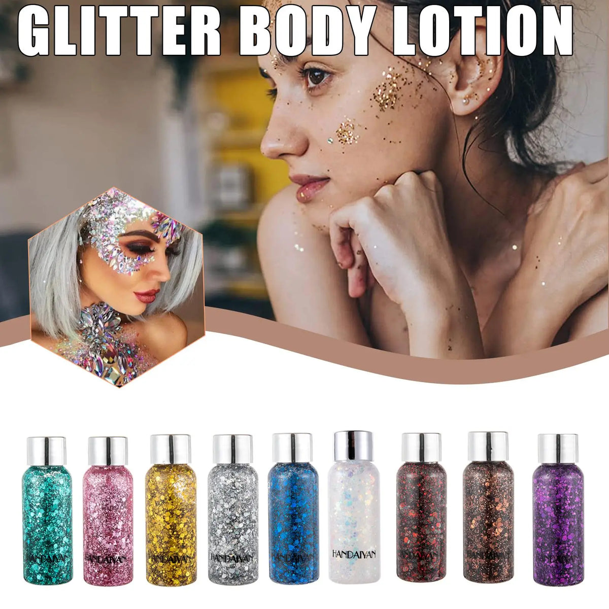 Eelhoe Diamond Glitter Body Gel – Face, Hair & Nails, 9 Colors