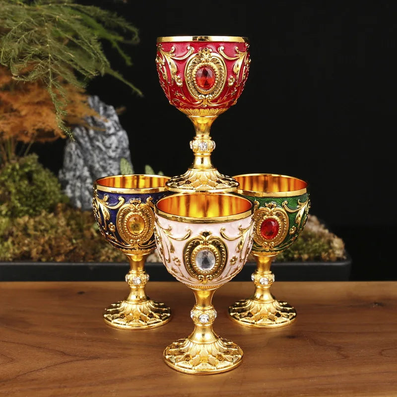 Embossed Metal Chalice Goblet | Vintage Wine & Liqueur Cup