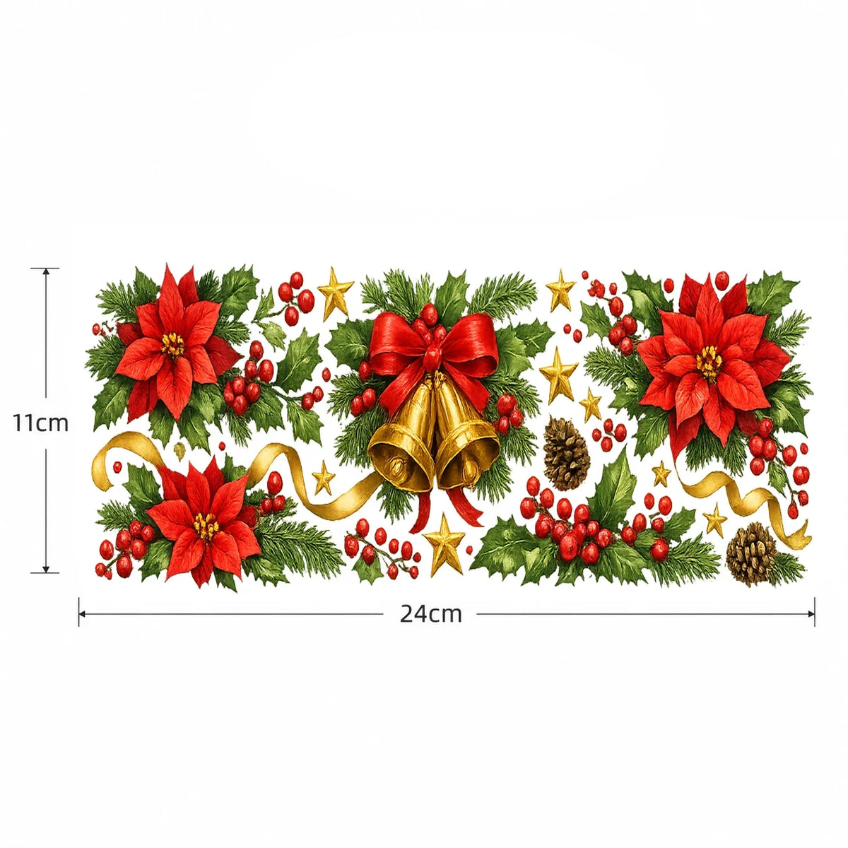 Christmas UV DTF Stickers – Poinsettia Bell Holly Berry Decals