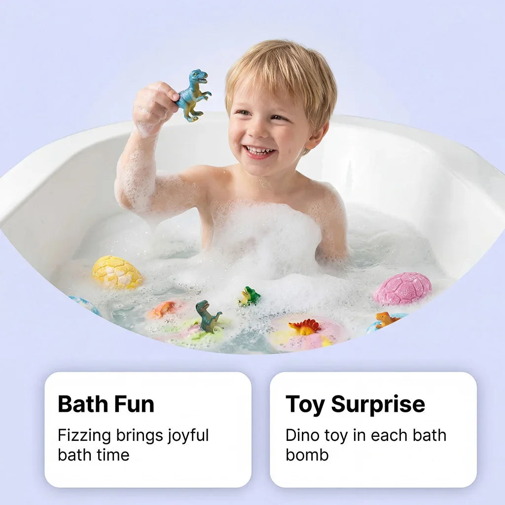 Dinosaur Egg Bath Bombs with Surprise Toys – 6-Pack Kids Gift