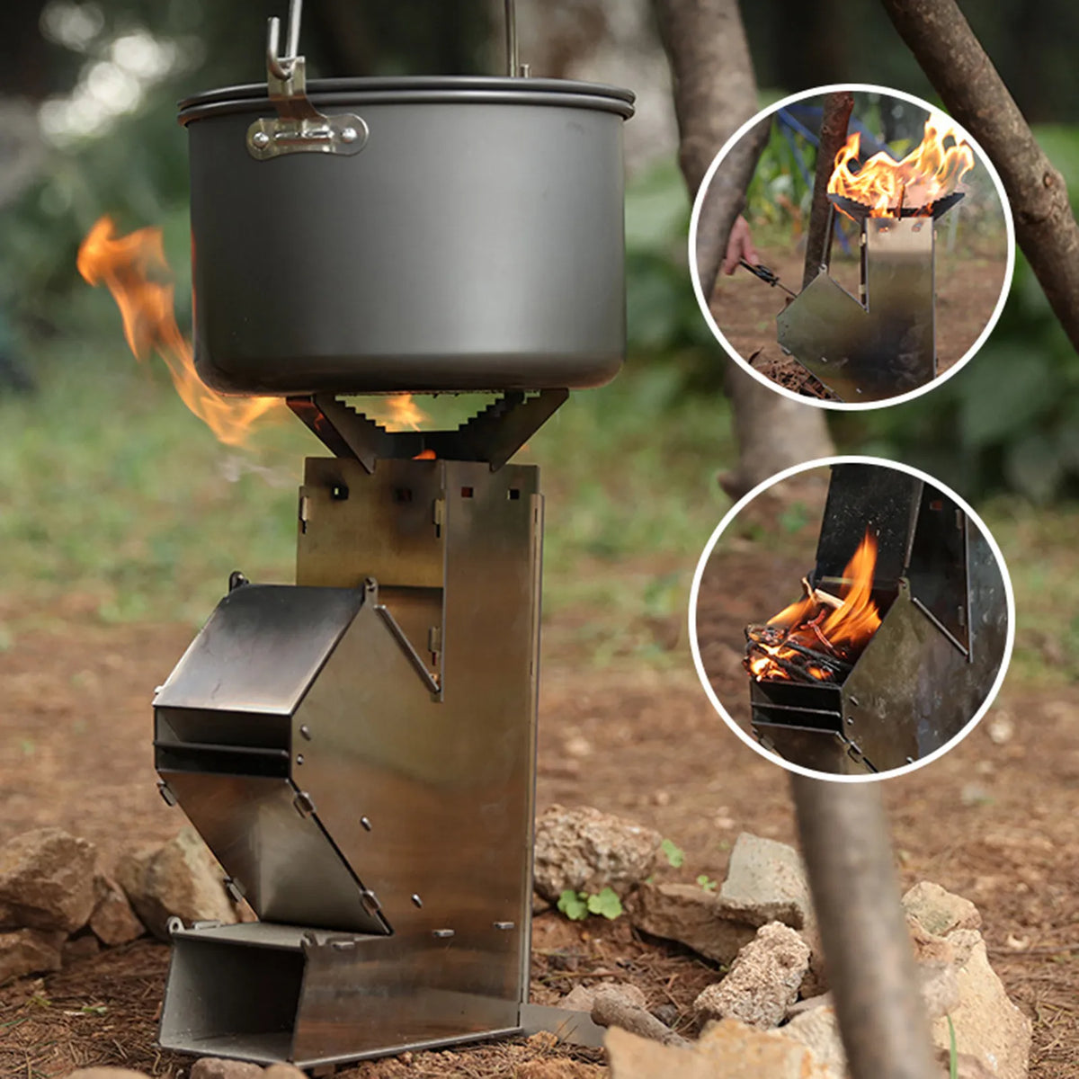 Camping Mini Wood Stove Portable Tent Firewood Detachable Burner