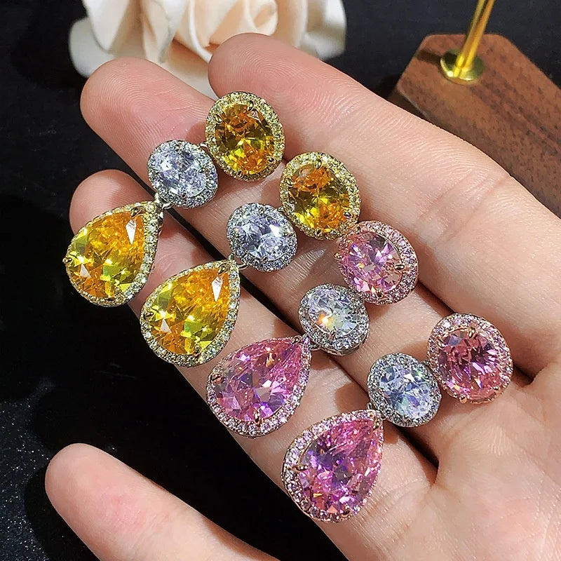 Huitan Cubic Zirconia Luxury Drop Earrings for Women