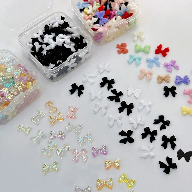 3D Resin Bow Nail Charms – Mixed Ribbon Cartoon Nail Art Set