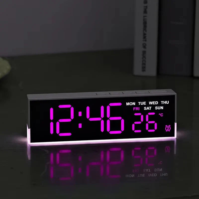 LED Digital Alarm Clock with Mood Light, Temp & Dual Alarm