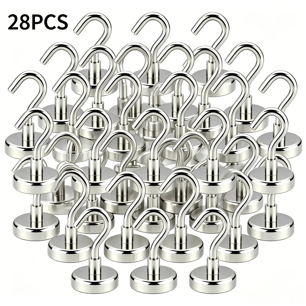 28-Pack Heavy Duty Magnetic Refrigerator Hooks – 16mm Metal