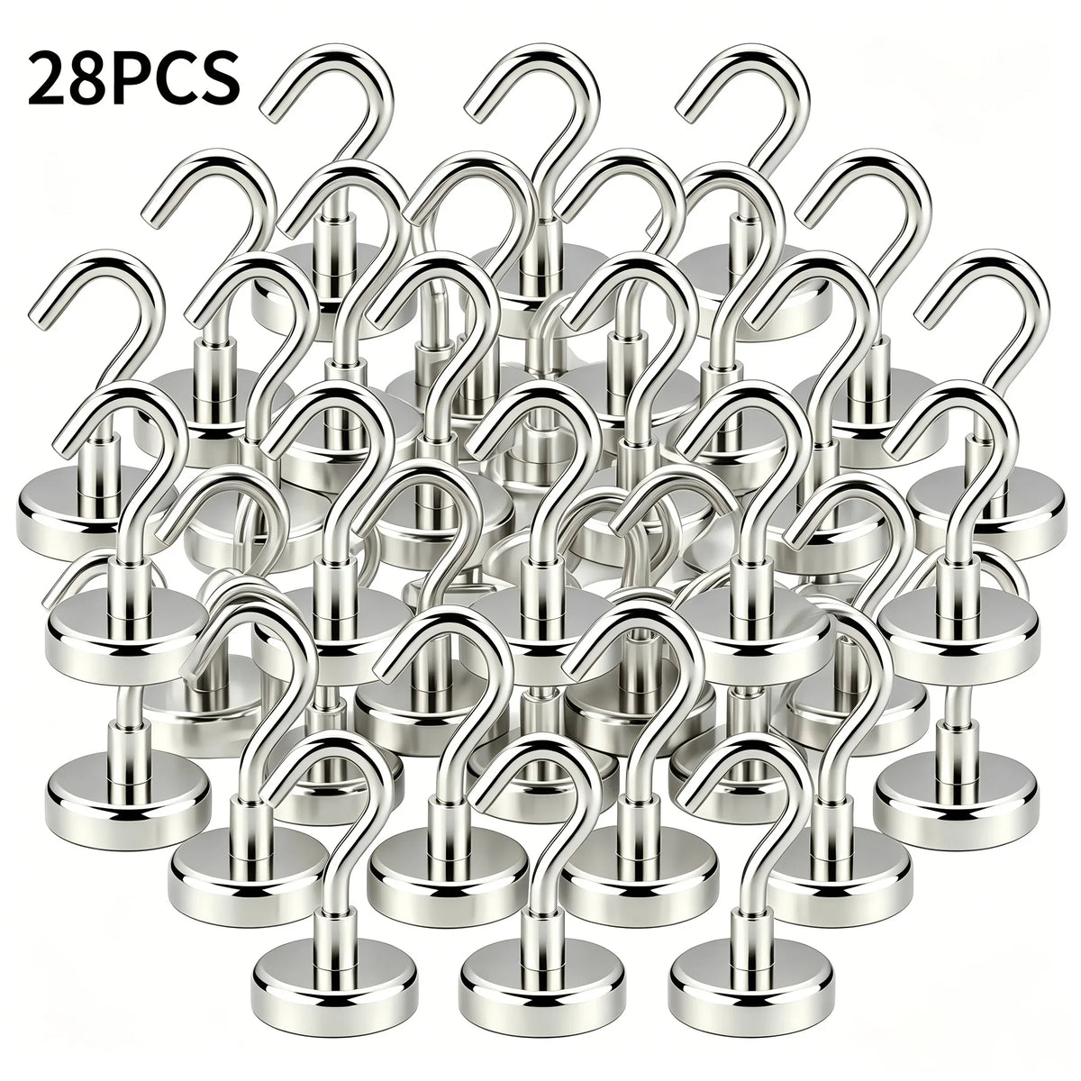 28-Pack Heavy Duty Magnetic Refrigerator Hooks – 16mm Metal