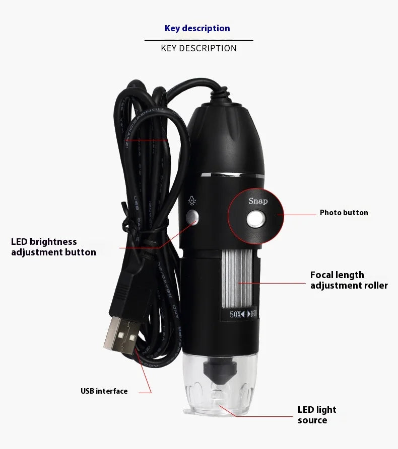 1000X USB Digital Microscope – Inspection & Measurement Tool