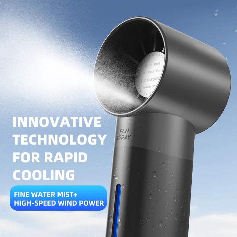 Portable Handheld Mist Fan | 5-Speed USB Rechargeable Spray Fan