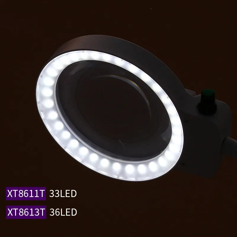 3X 10X LED Magnifying Glass Table Lamp – 36 LED USB Powered