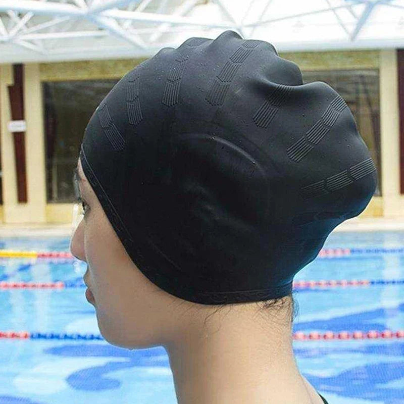 Adult Silicone Swimming Cap – Waterproof Ear Protection, Long Hair