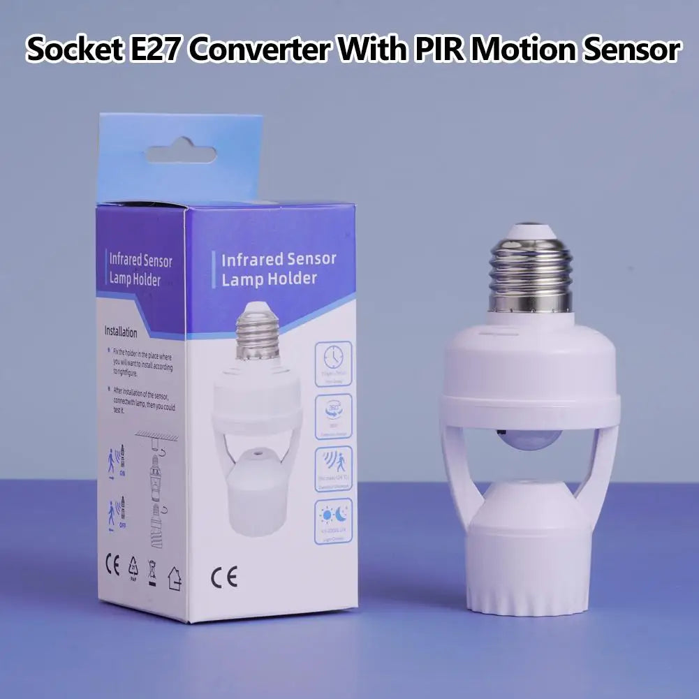 E27 PIR Motion Sensor Lamp Holder – Auto On/Off Light Socket