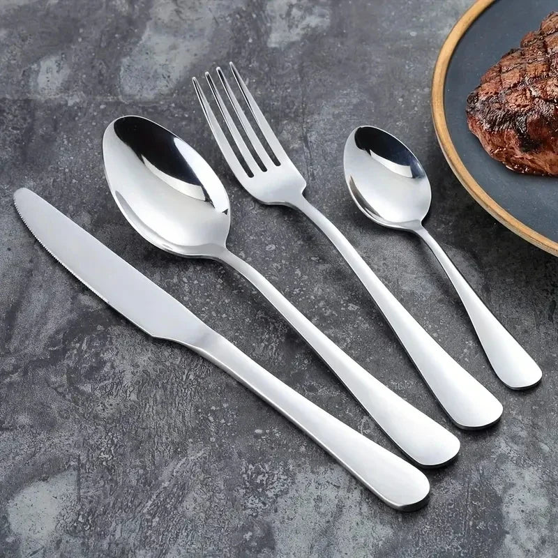 16-Piece Stainless Steel Cutlery Set – Knives, Forks & Spoons