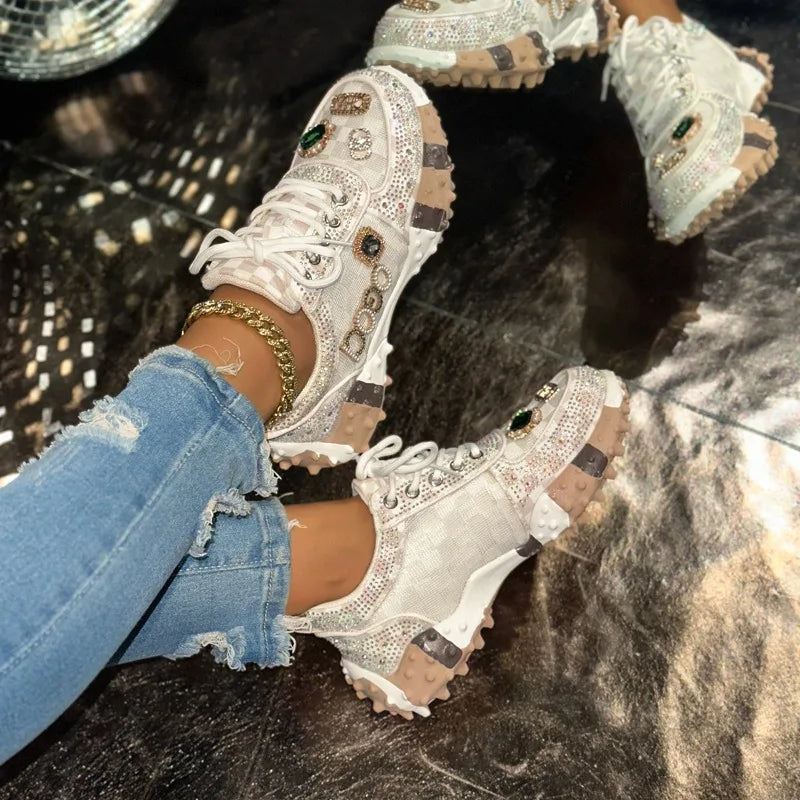 YEAE Rhinestone Women's Sneakers – Luxury Diamond Casual Shoes