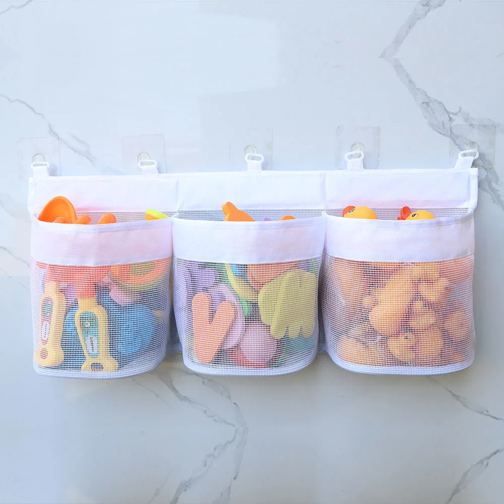 Bath Toy Organizer Tub Large Capacity Mesh Design Toys 3 Compartments