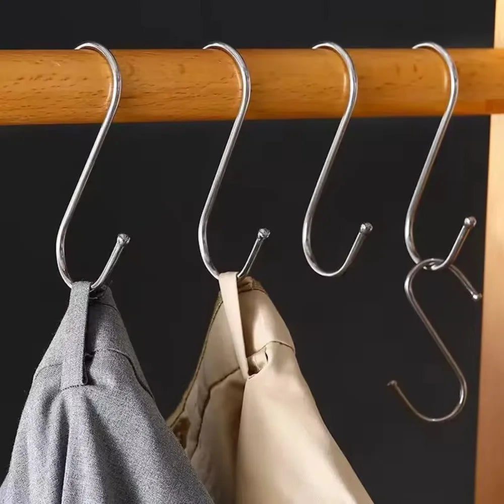 10-Pack Stainless Steel S Hooks – No-Drill Kitchen Organizer