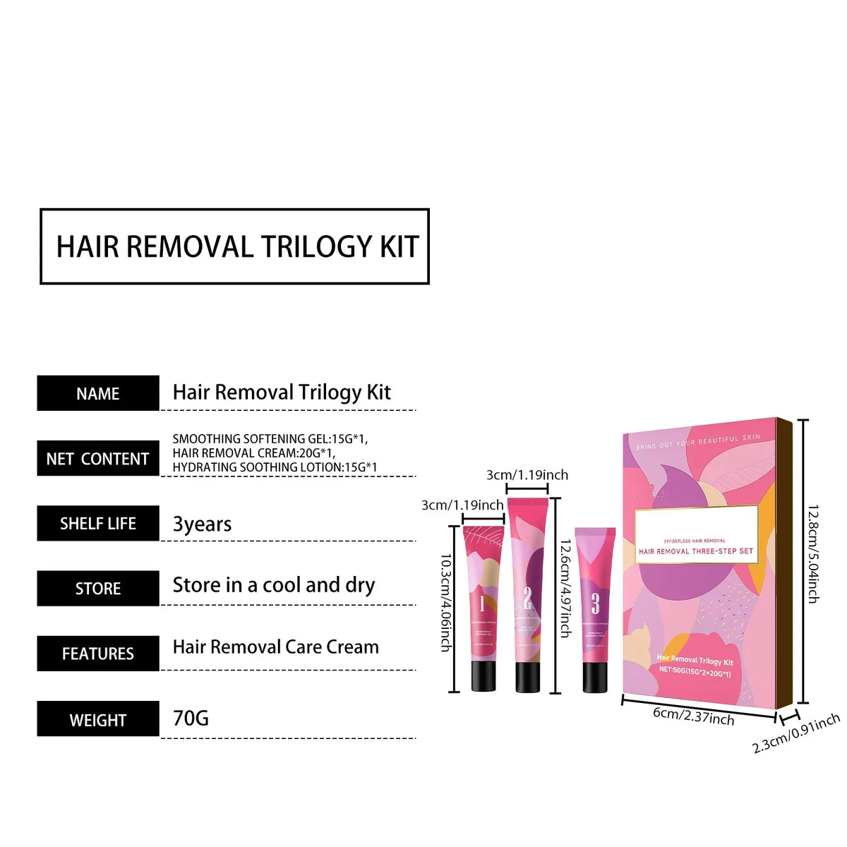 Women's Facial Hair Removal Kit – Depilatory Cream & Soothing Gel