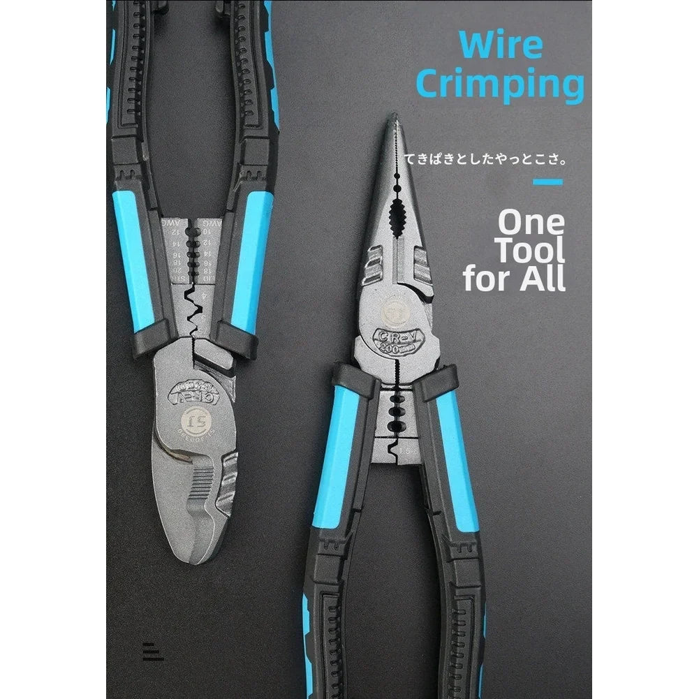 8-Inch Needle Nose Pliers – Wire Stripper, Crimper & Cutter