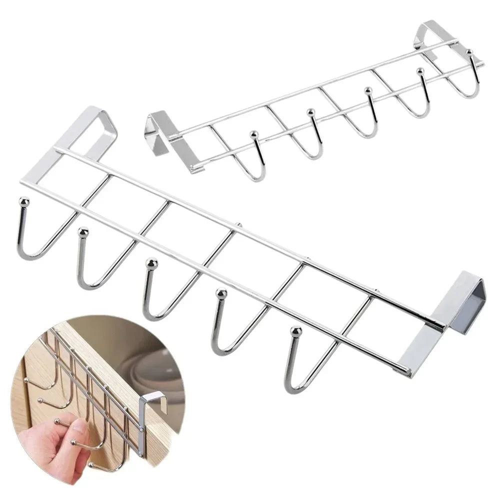 Over The Door 5-Hook Stainless Steel Organizer Rack