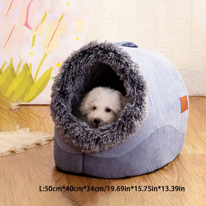 KEMORELA Plush Striped Cat & Dog Bed – Cozy Indoor Pet House