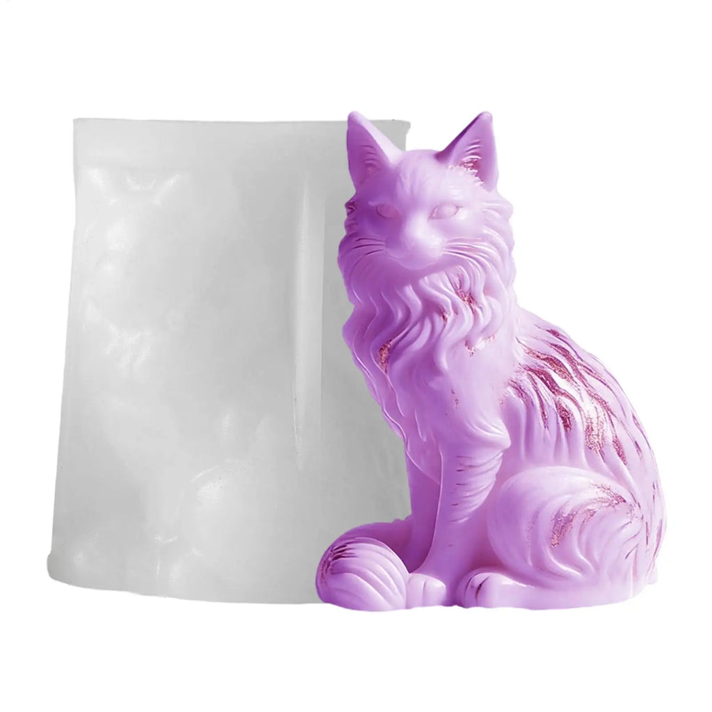 Maine Coon Shaped Silicone Mold 3D Cat Design DIY Candles Soaps
