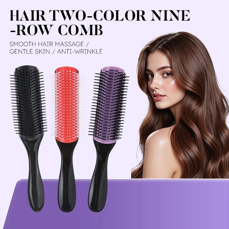 9-Row Detangling Hair Brush & Scalp Massager | Curly & Straight