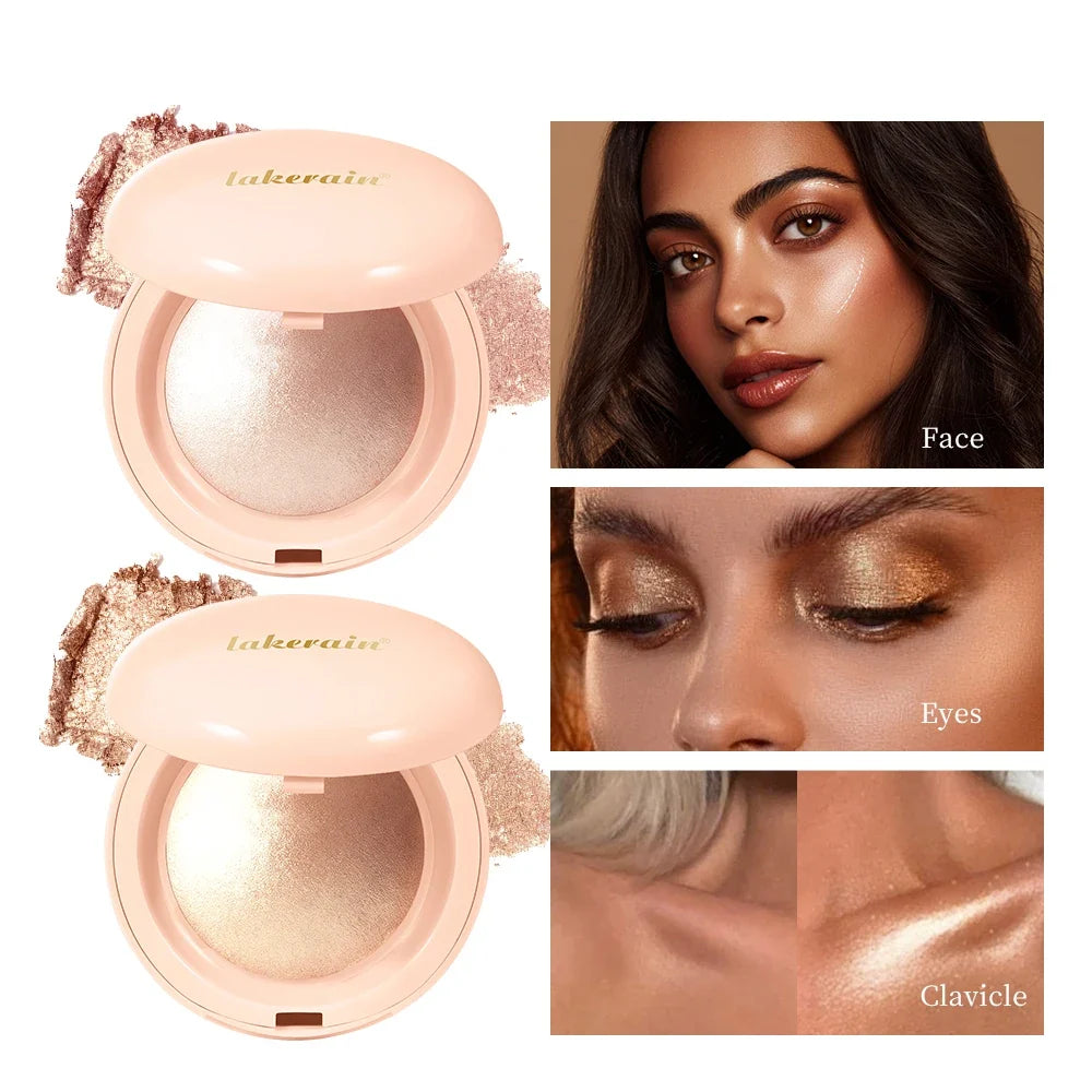 Lakerain Baked Shimmer Highlighter Powder – Waterproof, 4 Shades