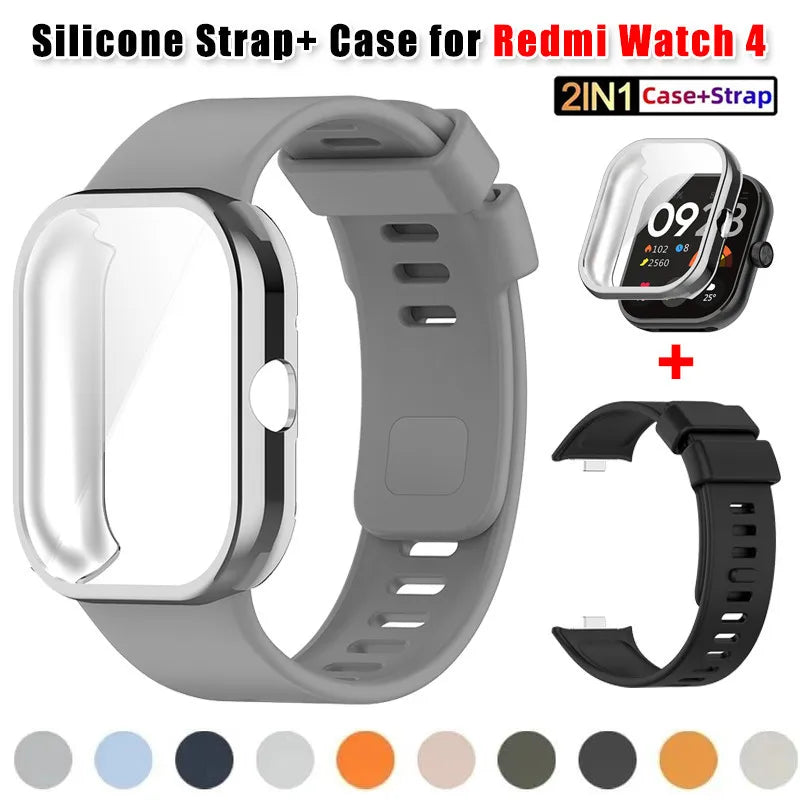 Redmi Watch 4 Silicone Strap & TPU Case Set – Shockproof Cover