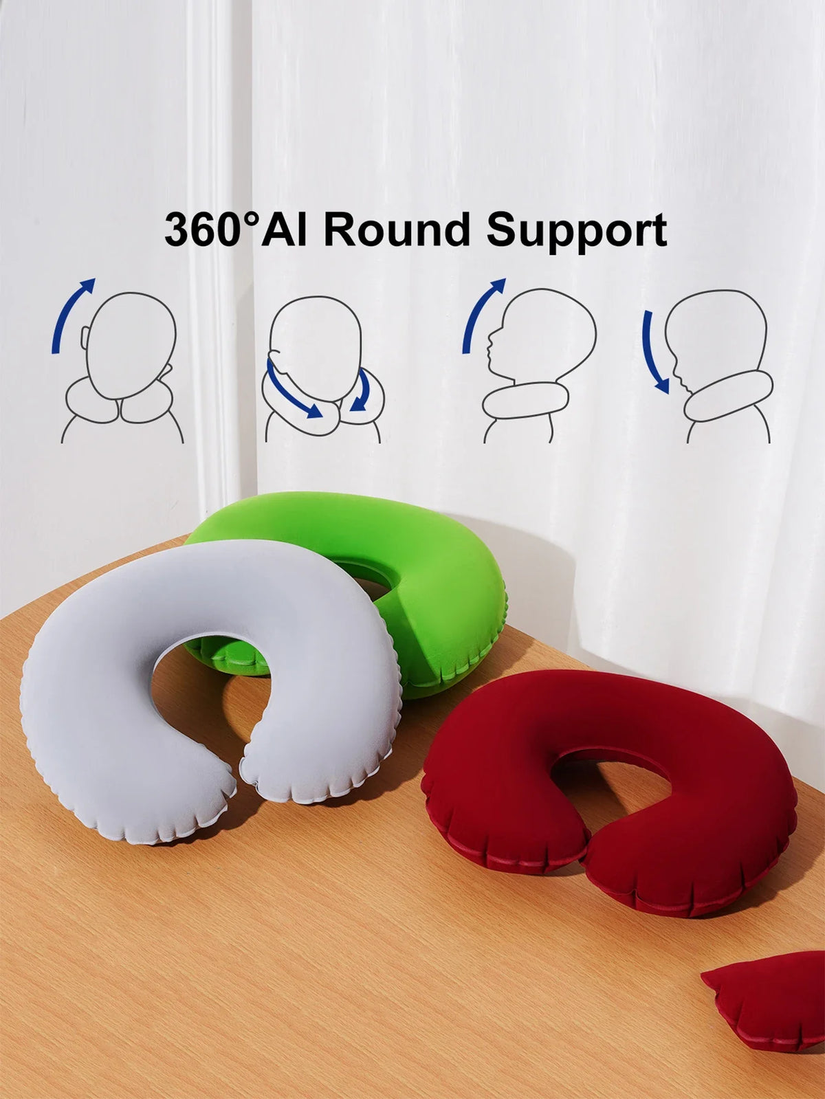 Inflatable U-Shaped Travel Neck Pillow 2 Pack – Foldable