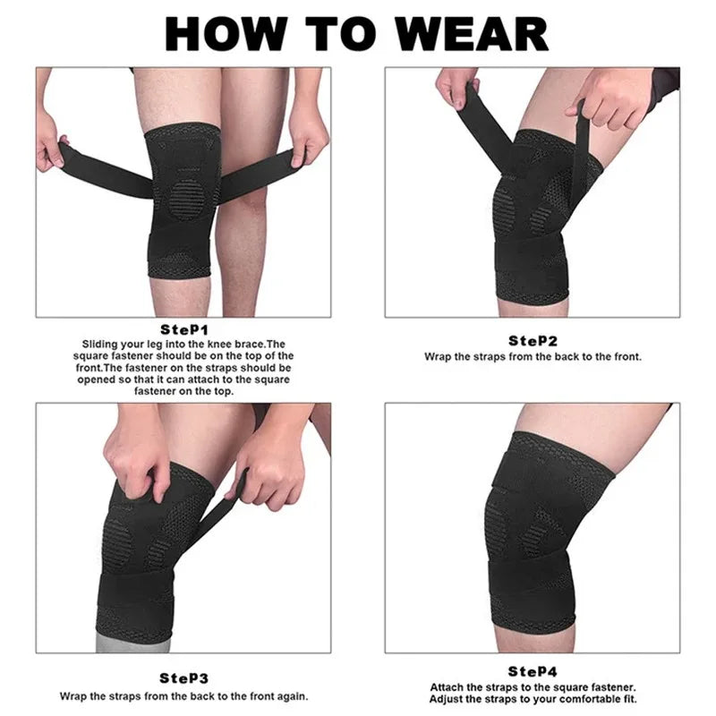 Compression Knee Sleeve with Bandage for Sports & Fitness