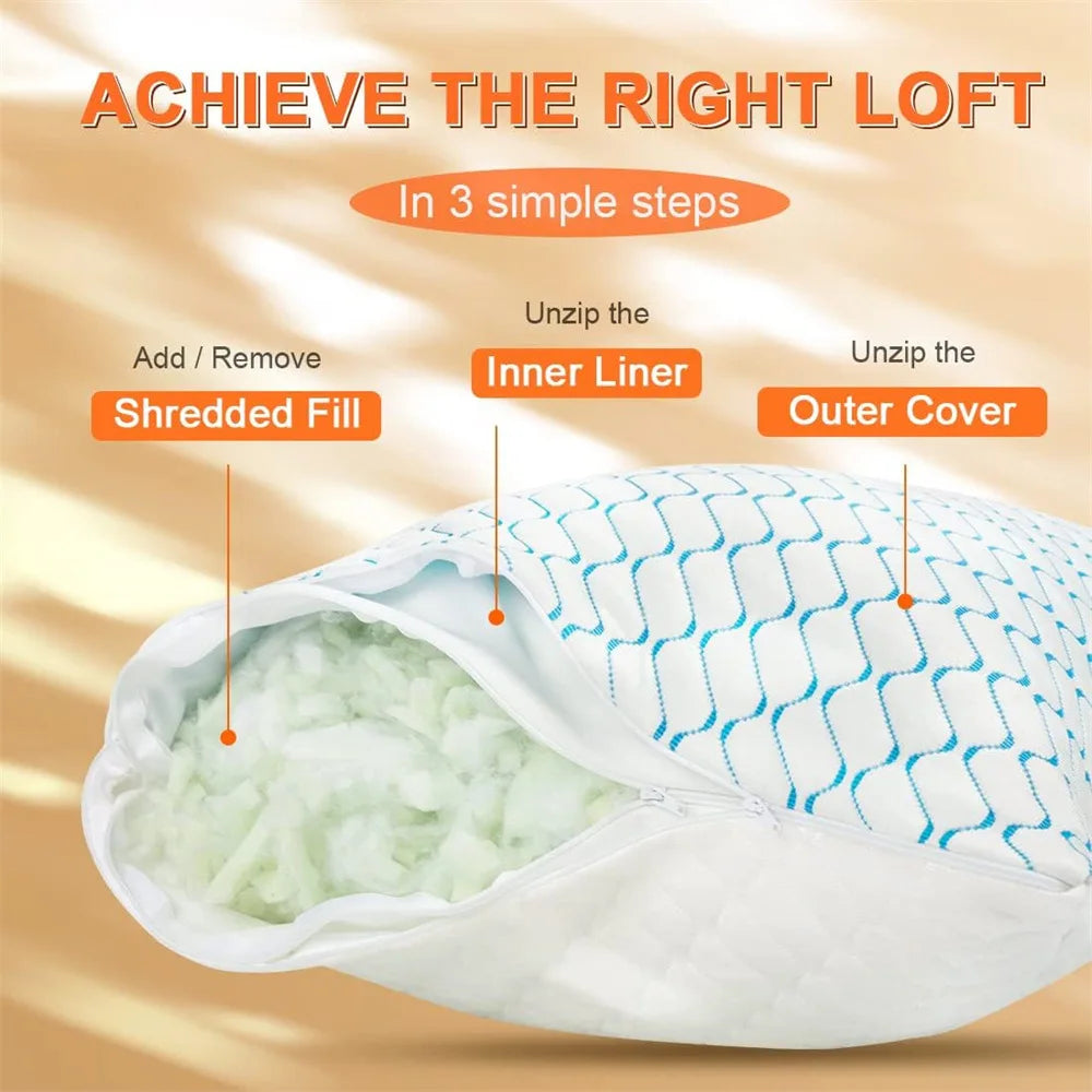 Height Adjustable Cooling Pillow | Shredded Memory Foam