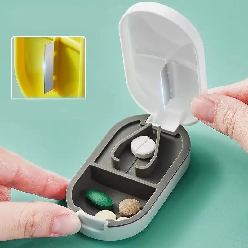 Portable Pill Cutter & Storage Box | Stainless Steel Blade