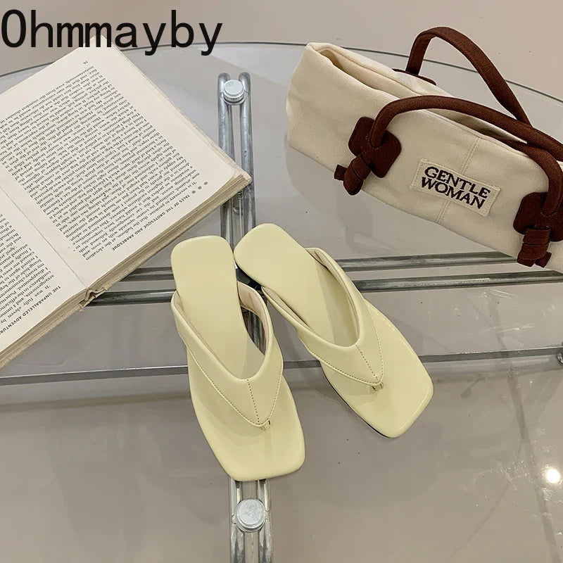 Women's Candy Color Clip Toe Flip Flops – Beach Flat Slippers